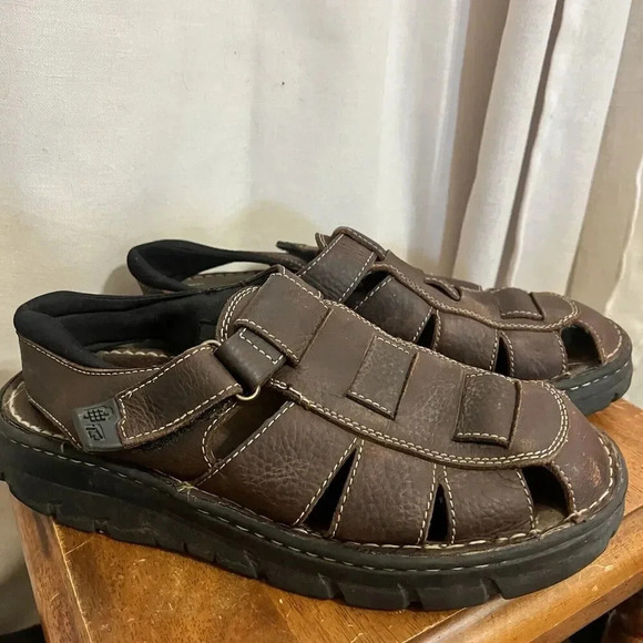 Thom Mcan Mens Sandals Size 12 Brown Leather Strap Fisherman Slingback Shoe Wide - Picture 13 of 13